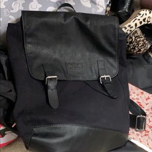 Black leather backpack